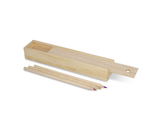 Buntstifte in Holzschiebeschachtel Natur -  LT91586-N0094