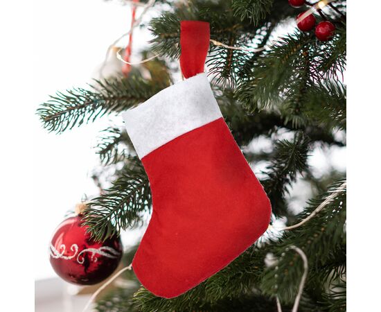 Filz-Weihnachtsstrumpf 20 cm Weiss, Rot -  LT90273-N0121