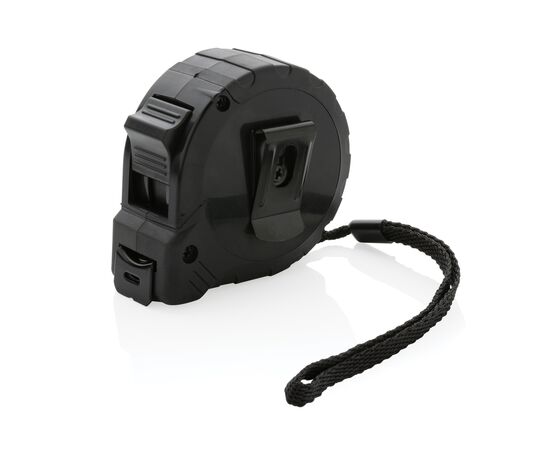 5m/19mm Maßband mit Stop-Taste aus RCS recycelt. Kunststoff Schwarz - XD Collection P112.131