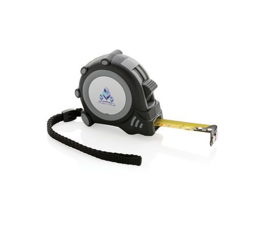 Grip 3m/16mm Maßband aus RCS recyceltem Kunststoff Grau, Schwarz - XD Collection P112.141