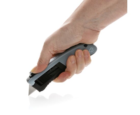 Sicherheitsmesser mit Auto-Rückzug aus RCS recyc. Kunststoff Grau - XD Collection P112.602