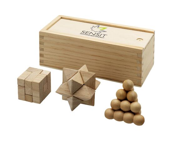 Brainiac 3-piece wooden brain teaser set Naturel - Unbranded 11002900