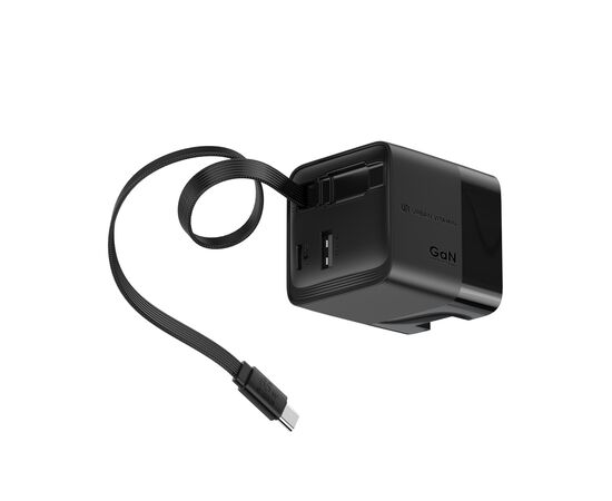 Urban Vitamin Mendocino 65W GaN charger retractable cable Black - Urban Vitamin P301.2701