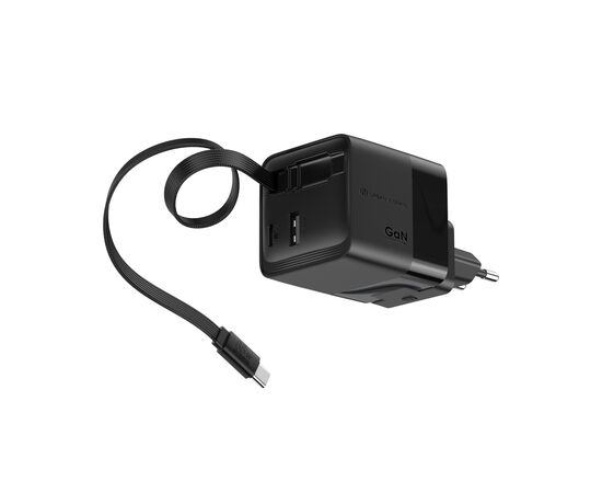 Urban Vitamin Mendocino 65W GaN charger retractable cable Black - Urban Vitamin P301.2701
