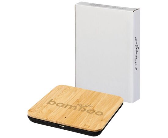 Leaf 5W bamboo and fabric wireless charging pad Natural, Solid black - Unbranded 12411800
