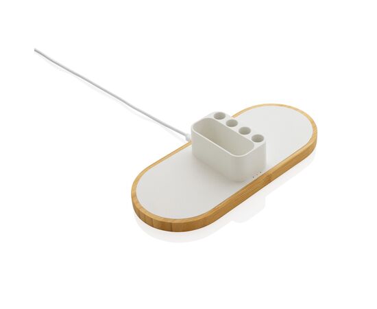 Chargeur 10W en plastique recyclé RCS et bambou Ontario Blanc - XD Xclusive P308.423