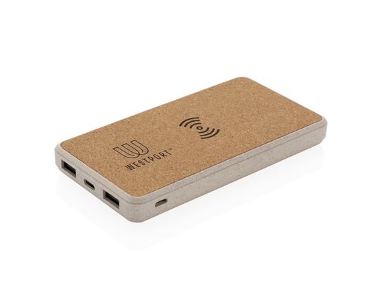 Kurk en tarwestro 8000 mAh 5W draadloze powerbank Khaki - XD Collection P322.219