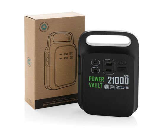 Power Vault 21.000mAh tragbare Powerstation aus RCS rPlastik Schwarz - XD Collection P322.331