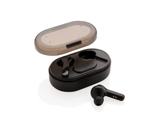 Light up logo TWS earbuds in charging case Black - XD Collection P329.181