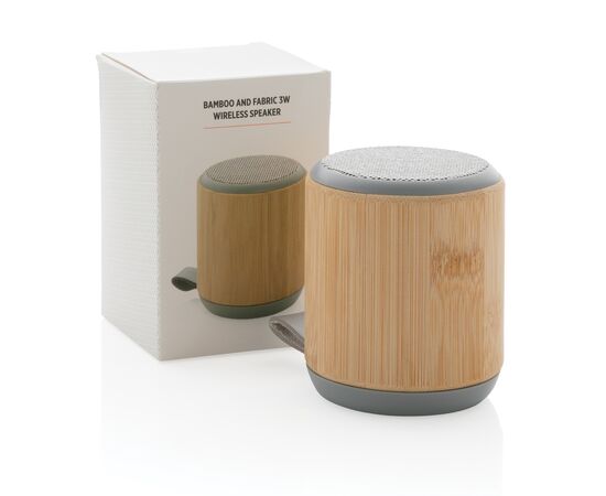 Bamboe en fabric 3W draadloze speaker Bruin - XD Collection P329.379