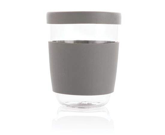 Verre 360ml avec couvercle et manchon en silicone Ukiyo Gris - Ukiyo P432.702