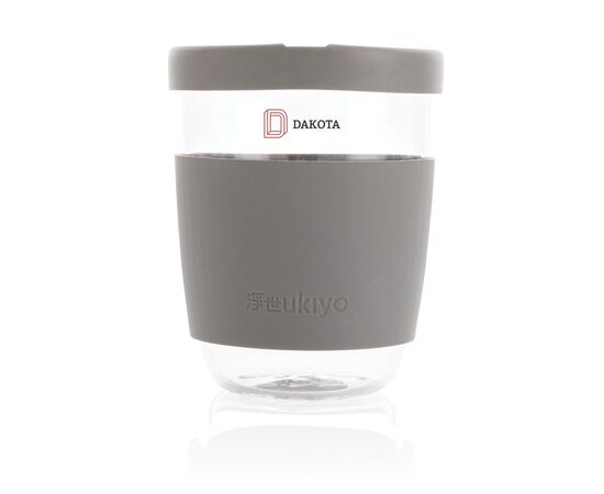 Verre 360ml avec couvercle et manchon en silicone Ukiyo Gris - Ukiyo P432.702