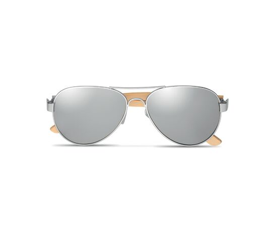 Bamboe zonnebril met hoesje Glanzend zilver -  MO6450-17