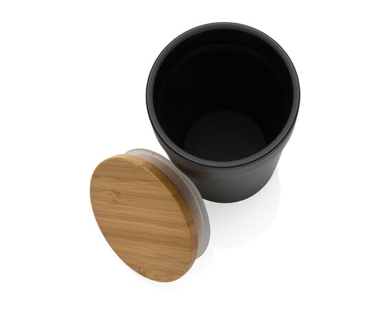 Mug 300ml en PP recyclé GRS avec couvercle en bambou Noir - XD Collection P433.291