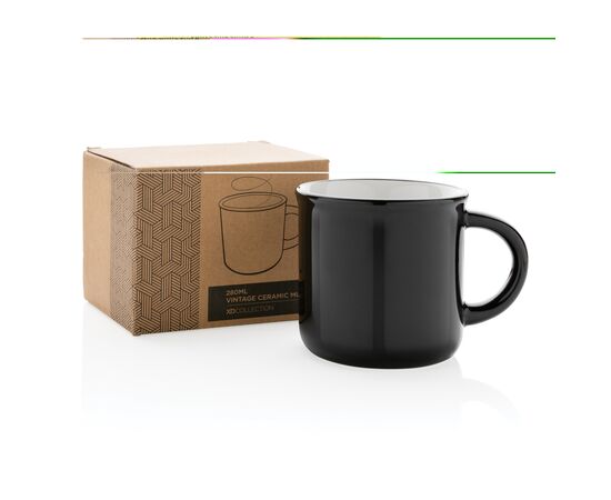 Mug 280ml vintage en céramique Noir, Blanc - XD Collection P434.031