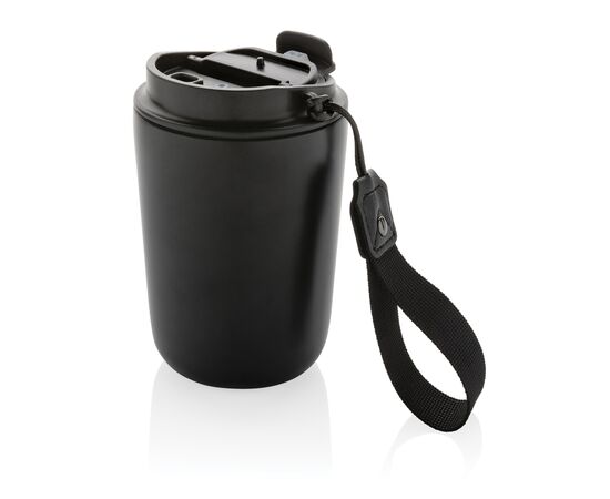 Cuppa RCS gerecycled rvs vacuümbeker met koord Zwart - XD Collection P435.021