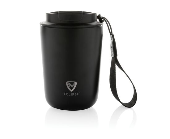 Cuppa RCS gerecycled rvs vacuümbeker met koord Zwart - XD Collection P435.021
