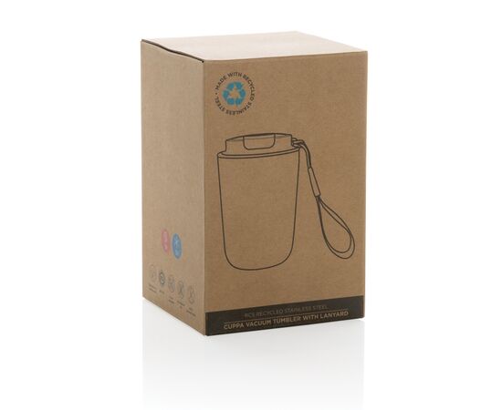 Cuppa RCS gerecycled rvs vacuümbeker met koord Zwart - XD Collection P435.021