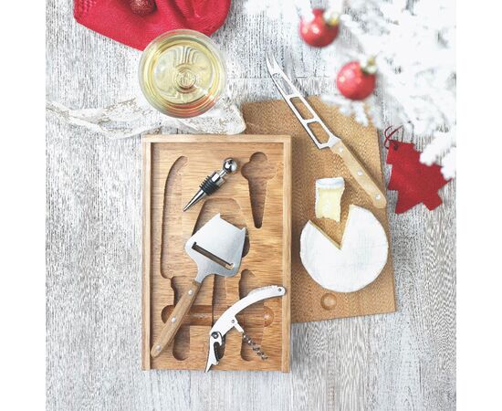 Wein und Käse Set Holz -  MO8416-40
