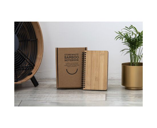 Notebook made from Stonewaste-Bamboo A6 Notizbuch Braun -  W09940