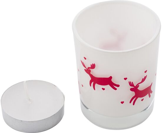 Photophore en verre décoré et livré avec une bougie Kirsten Blanc -  5039.002
