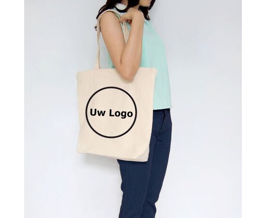 Sac en coton avec poignées longues Écru - MultiGift 977539
