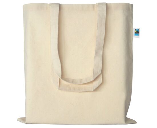 Budget Fairtrade cotton bag with long handles Ecru - MultiGift Fairtrade 987413