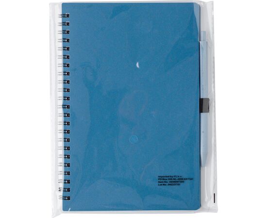Notizbuch und Kugelschreiber aus Weizenstroh Massimo Blau -  480875.005