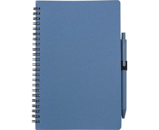 Notizbuch und Kugelschreiber aus Weizenstroh Massimo Blau -  480875.005