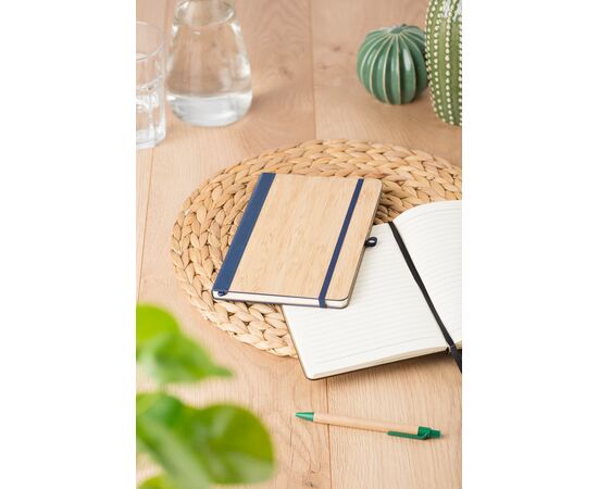 Notizbuch Dorita aus PU und Bambus Blau -  866554.005