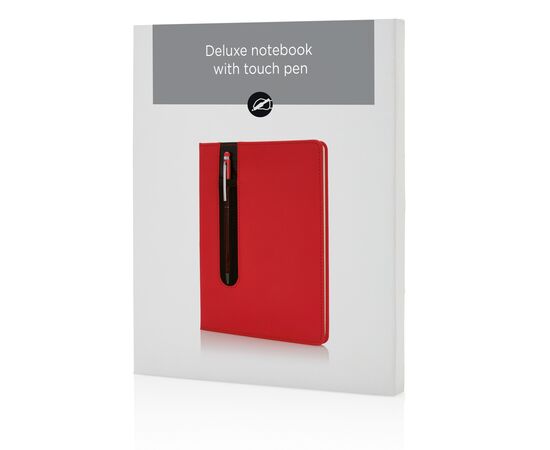 Carnet A5 à couverture rigide en PU avec Stylo tactile Rouge - XD Collection P773.314