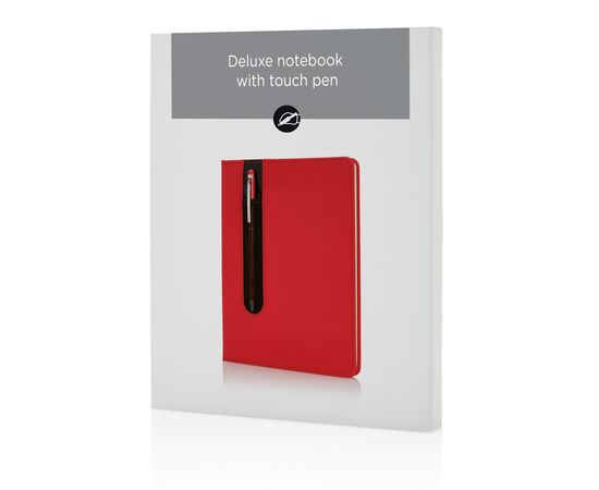 Carnet A5 à couverture rigide en PU avec Stylo tactile Rouge - XD Collection P773.314