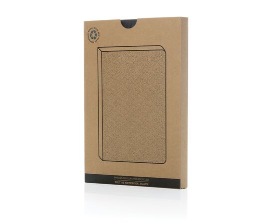 Phrase GRS-zertifiziertes A5-Notizbuch aus recyceltem Filz Schwarz - XD Collection P774.521