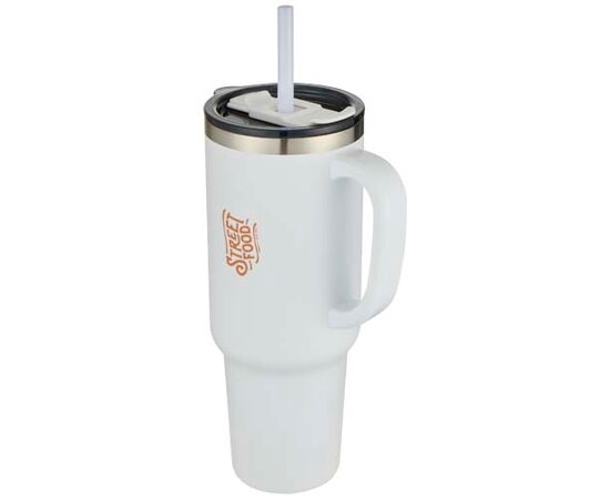 Mug Sydney 1200 ml double paroi certifié RCS avec isolation par le vide et couche de cuivre avec paille Blanc - Unbranded 10080201