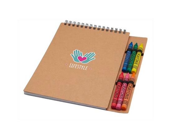 Carnet de notes à spirales Doodle A5 à couverture souple et set de crayons gras Naturel - Unbranded 10796706