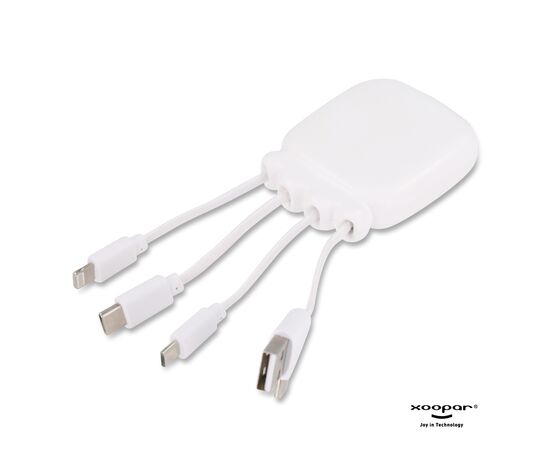 3192 | Xoopar Octopus Gamma 2 Bio Charging cable with 3.000mAh Powerbank Blanc - Xoopar LT41410-N0001