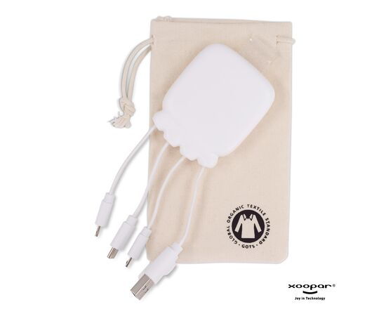 3192 | Xoopar Octopus Gamma 2 Bio Charging cable with 3.000mAh Powerbank Blanc - Xoopar LT41410-N0001