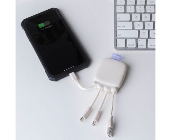 3192 | Xoopar Octopus Gamma 2 Bio Charging cable with 3.000mAh Powerbank Blanc - Xoopar LT41410-N0001