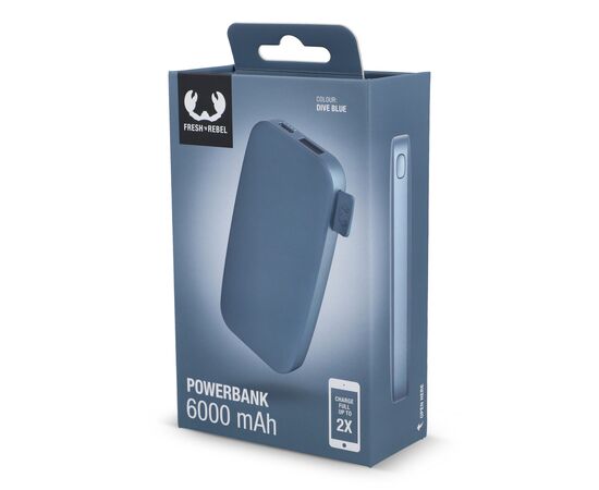 2PB6100 | Fresh 'n Rebel Powerbank 6000mAh USB-C Dive blue - Fresh 'n Rebel LT49401-N0048