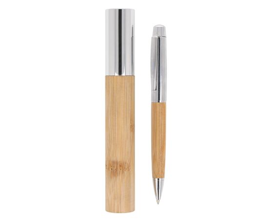 Metalen balpen bamboe in koker Natuur -  LT82172-N0094
