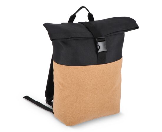 Rolltop-Rucksack Kork &amp; R-PET 18L Schwarz -  LT95292-N0002