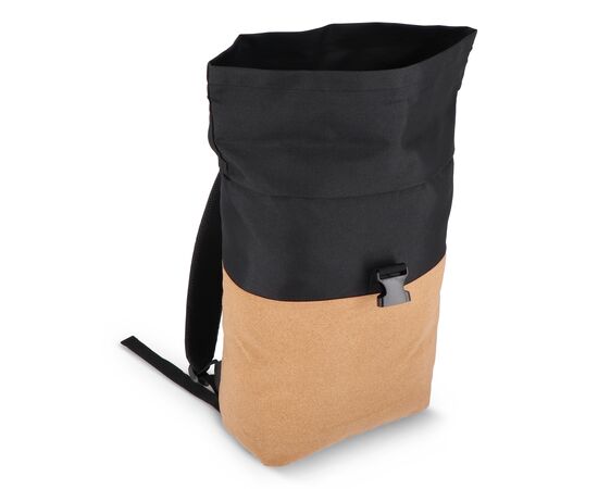 Rolltop-Rucksack Kork &amp; R-PET 18L Schwarz -  LT95292-N0002