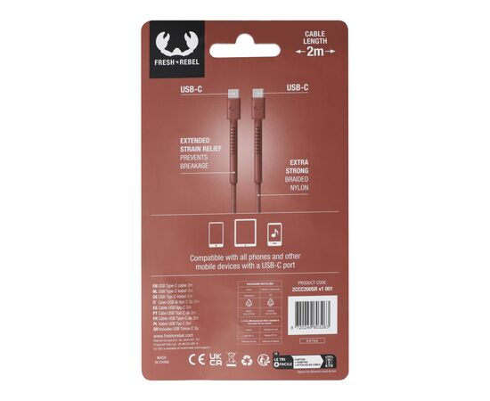 2UCC200 | Fresh 'Rebel USB-C Kabel 2.0m Hellrot - Fresh 'n Rebel LT49409-N0022