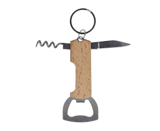 Bamboo wine &amp; bottle opener keychain Nature -  LT99705-N0094