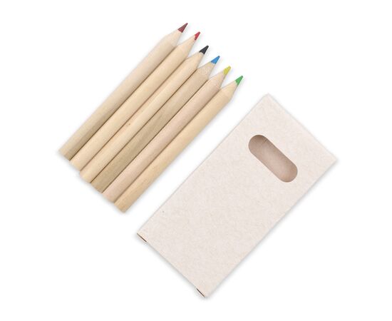 6 kleurpotloden in gerecycled melkpakken doosje Ecru -  LT91520-N0054
