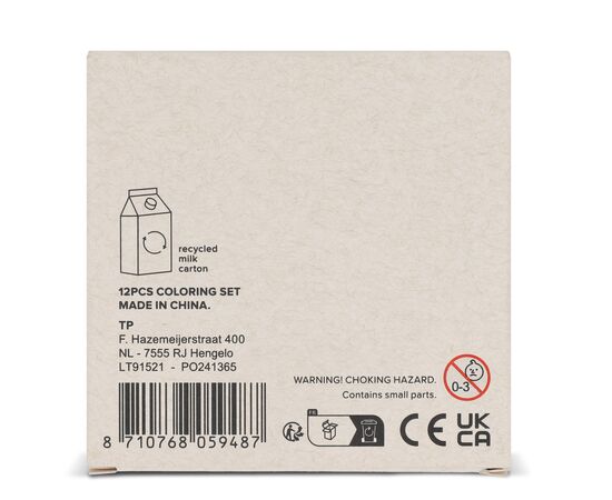 12 colouring pencils in recycled milkcarton box Ecru -  LT91521-N0054