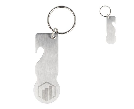 Edelstahl Schlüsselanhänger mit Einkaufswagenlöser Silber -  LT93102-N0005