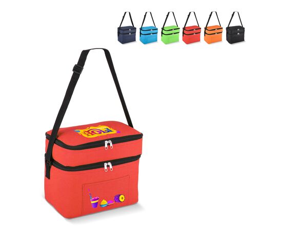 R-PET 600D Dual compartment cooler bag 30 x 20 x 25cm 12L Black -  LT95393-N0002