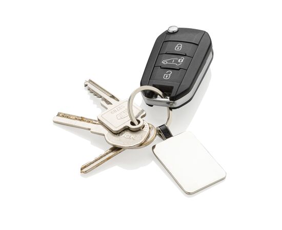 RCS recycled zinc alloy rectangle keyring Silver - XD Collection P191.6302