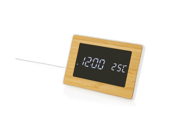 Horloge LED en bambou et plastique RCS Utah Brun - XD Collection P279.319